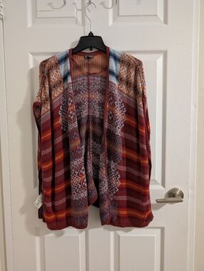Eddie Bauer Southwest Boho Knit Poncho Cardigan 60% Cotton Oversized Fits XS -XL